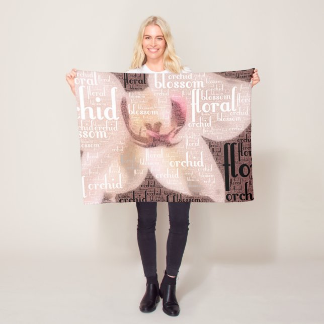 Manta Polar Orquídea Floral Blossom Word Cloud (In situ)