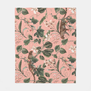 Manta Polar Orquídea tropical, mariposas: acuarela exótica.