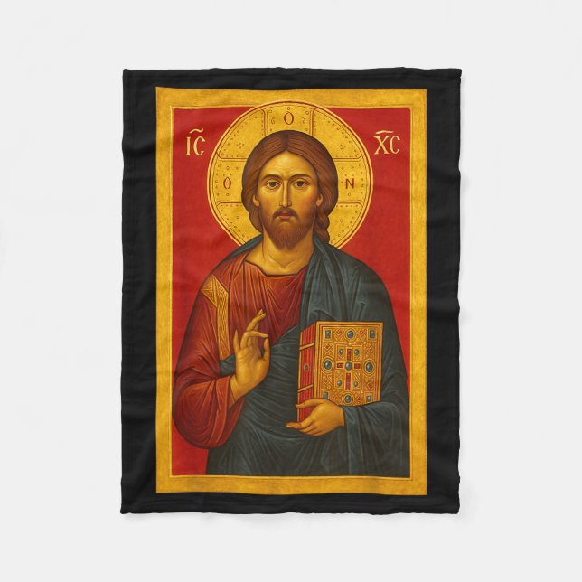 Manta Polar Orthodox Icon Of Jesus Christ Pantocrator  (Anverso)