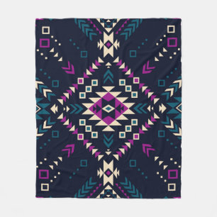 Manta Polar Oscuro Navajo, geométrico vintage.