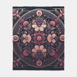 Manta Polar Oscuro Romance Borgoña Art Deco Verano Floral