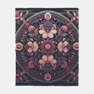 Manta Polar Oscuro Romance Borgoña Art Deco Verano Floral