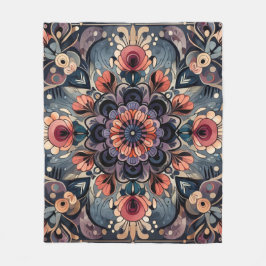 Manta Polar Oscuro Romance Borgoña Art Deco Verano Floral