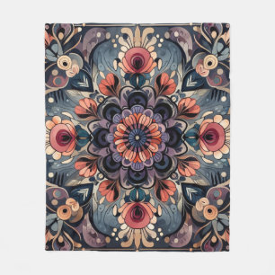 Manta Polar Oscuro Romance Borgoña Art Deco Verano Floral