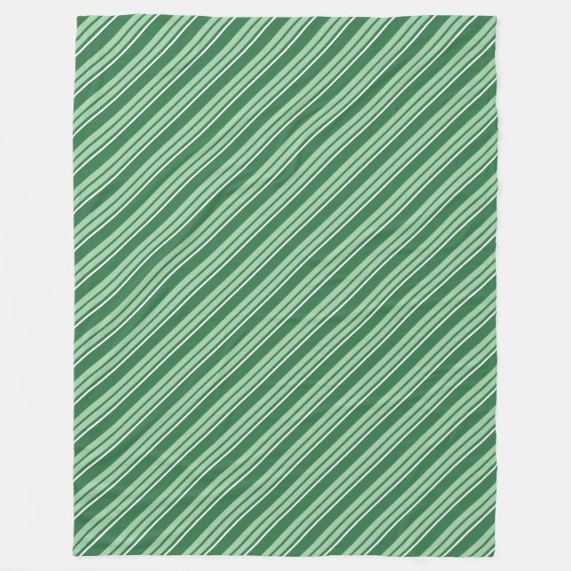 Manta Polar Oscuro verde pálido verde verde franjas blancas fl (Anverso)