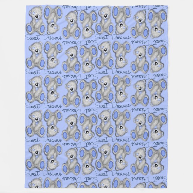 Manta Polar Osito de peluche azul suave Sueños dulces (Anverso)