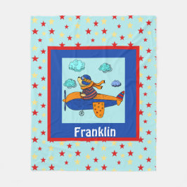 Manta Polar Oso Aviador, niño educado y personalizado