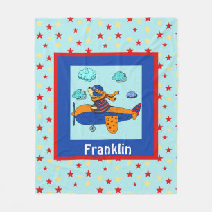 Manta Polar Oso Aviador, niño educado y personalizado