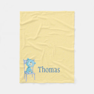 Manta Polar Oso azul del calicó que sonríe en silla