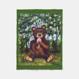 Manta Polar Oso Comer Helado crema de bebé frazada