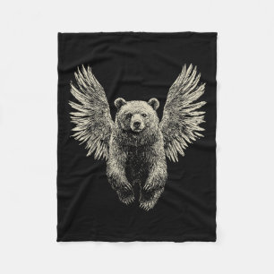 Manta Polar Oso Con Ángel Wings Retro Arte De Vida Silvestre F