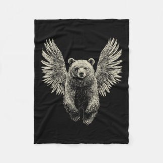 Manta Polar Oso Con Ángel Wings Retro Arte De Vida Silvestre F
