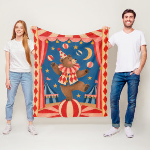 Manta Polar Oso de circo vintage equilibrándose en bola Ar cap