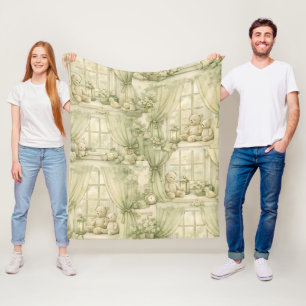 Manta Polar Oso de guardería neutral beige patrón (2)