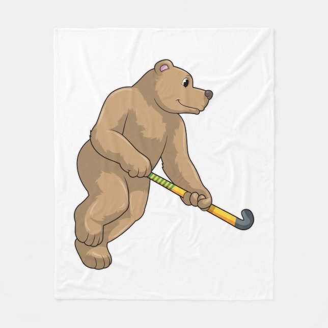 Manta Polar Oso de hockey con bate de hockey (Anverso)