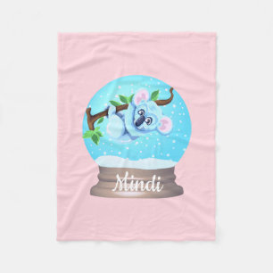 Manta Polar Oso de Koala lindo globo de nieve azul