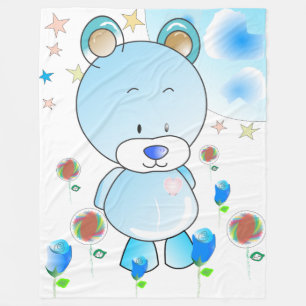 Manta Polar Oso de peluche y estrellas