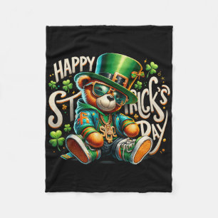Manta Polar Oso de trébol vintage retro St Patrick feliz día d