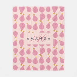 Manta Polar Oso femenino dulce monogramado de regalo inicial