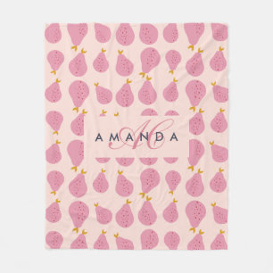 Manta Polar Oso femenino dulce monogramado de regalo inicial