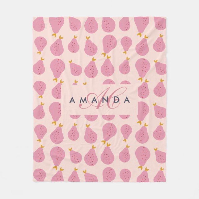 Manta Polar Oso femenino dulce monogramado de regalo inicial (Anverso)