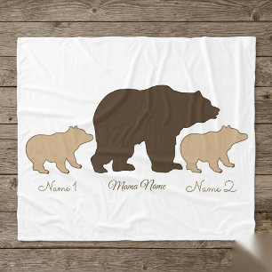Manta Polar Oso Mama Personalizado Con 2 Nombres De Niños Rega