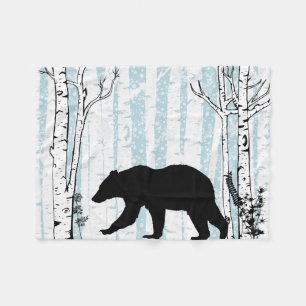 Manta Polar Oso Negro Con Bañera De Fleece De Cielo Azul Birch