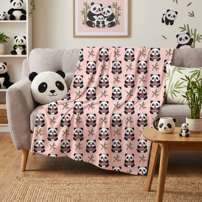 Manta Polar Oso Panda Rosa Lindo  (Subido por el creador)
