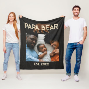 Manta Polar Oso Papá Padre Año Establecido Foto Negro