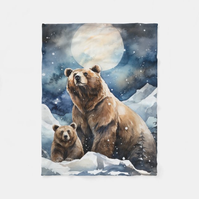 Manta Polar Oso Pardo y Bebé (Anverso)