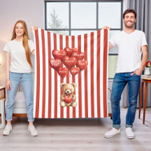 oso rojo a rayas personalizado de San Valentín 