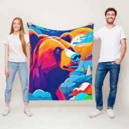 Manta Polar Oso vibrante, escena lunar