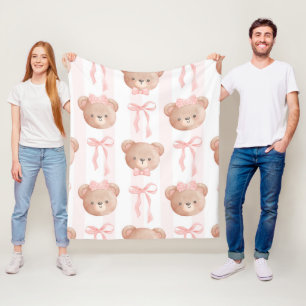 Manta Polar Osos de peluche rosados y arcos para bebés