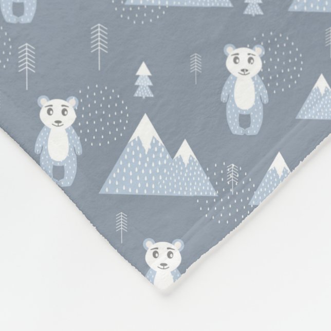 Manta Polar Osos, montañas, árboles y flechas de bosque (Esquina)