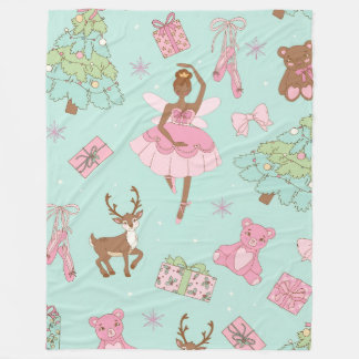 Manta Polar Osos Teddy Bailarina Negra Pastel Festivo Navideño