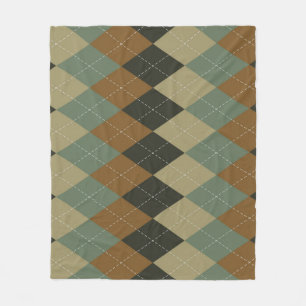 Manta Polar Otoño argelino: Moda Rhombus marrón-verde