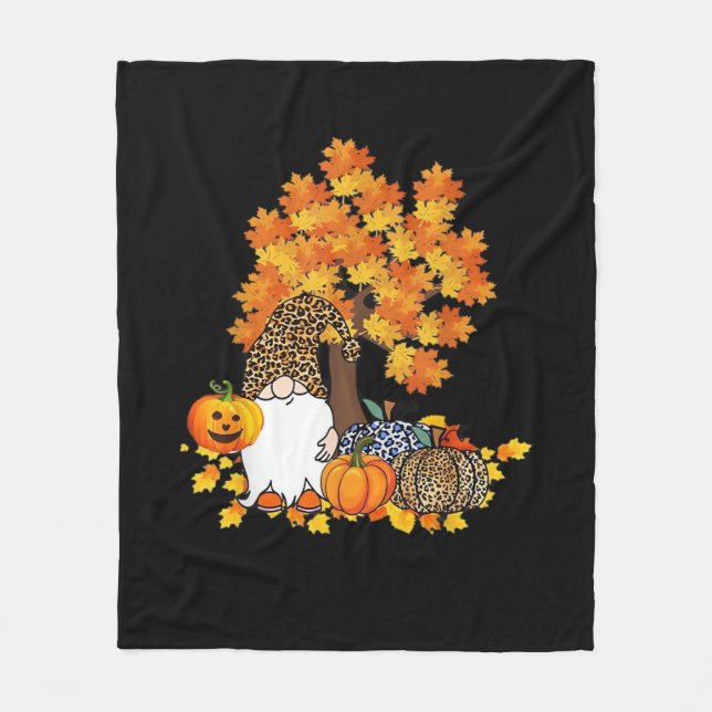 Manta Polar Otoño de la Calabaza Gnomes Cute Gnomes (Anverso)