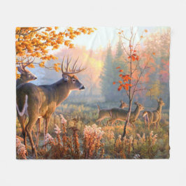 Manta Polar Otoño Deer Bucks n hace pradera forestal