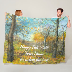 Manta Polar Otoño dorado en un roble pintando acuarela