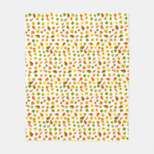 Manta Polar Otoño dorado, verde y Naranja deja en blanco