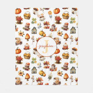 Manta Polar Otoño Monograma Nombre Fleece Blanket