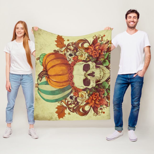 Manta Polar Otoño/otoño/Halloween/calabaza/esqueleto (In situ)