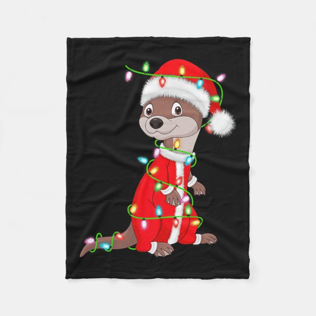 Manta Polar Otter Christmas Lights Santa Costume Cute Animal X (Anverso)