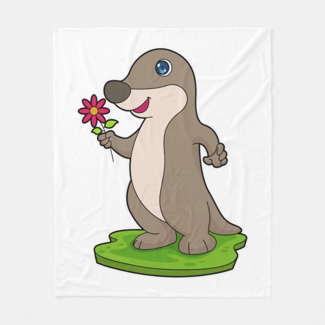 Manta Polar Otter con flor (Anverso)