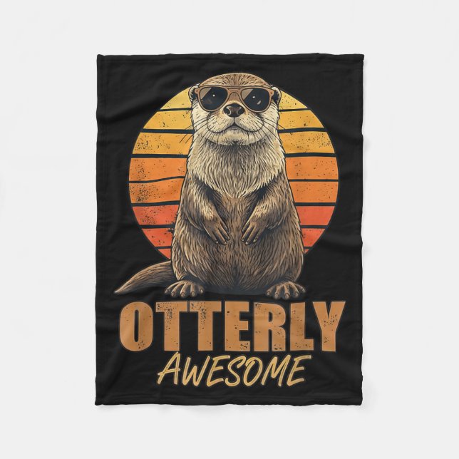 Manta Polar Otterly Awesome Retro Sunset Sea Otter Lover Graph (Anverso)
