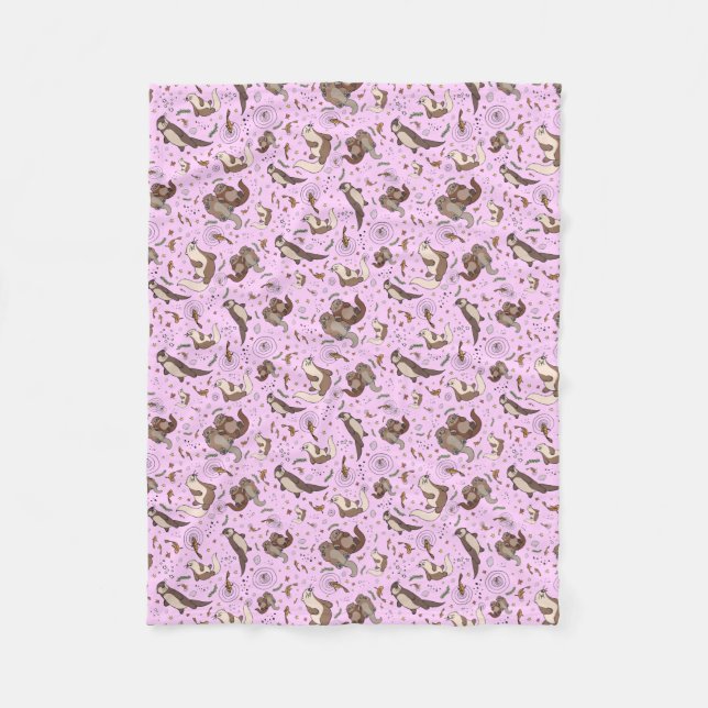 Manta Polar Otters en rosa (Anverso)