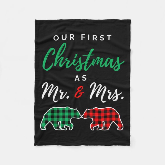 Manta Polar Our First Christmas As Mr. And Mrs. Buffalo Plaid  (Anverso)