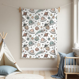 Manta Polar Outer Space Blanket Boy Baby Shower Gift Rocket