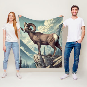Manta Polar Oveja bighorniana personalizada en un brote rocoso