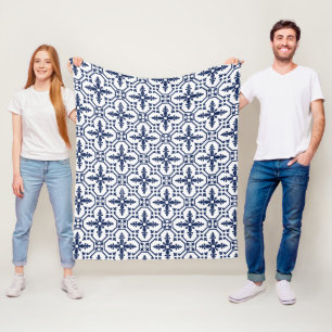 Manta Polar Oveja decorativa geométrica azul marroquí